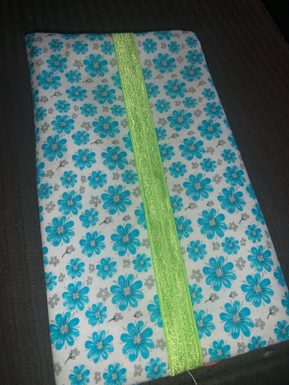 Floral Blue Cotton Pencil Case with Coral Zipper - Picture 4 of 8